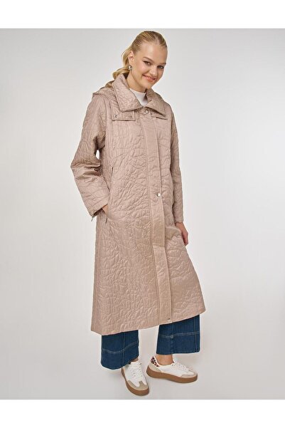 Kayra Wide Collar Quilted Coat Mink