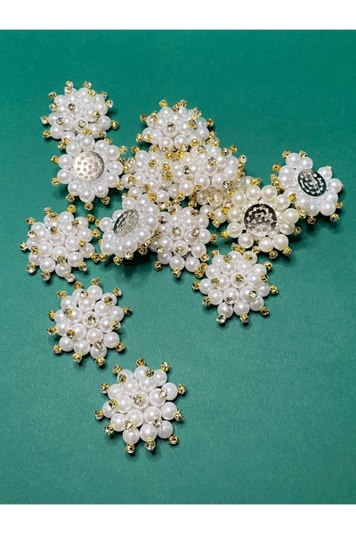 Massaltay 4’lü Beyaz İncili Gold Broş | Gelin Buketi, Nikah Şekeri, Davetiye ...