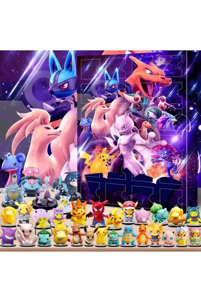 NO BRAND تقويم وصول عيد الميلاد، صندوق أعمى، سلسلة بيكاتشو، 24 قطعة، MH-7