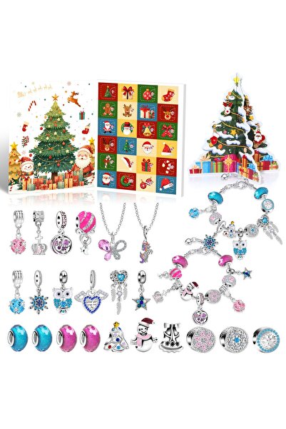 NO BRAND صندوق تقويم مجيء عيد الميلاد المجيد يحتوي على أقراط وقلادات وصندوق ه...