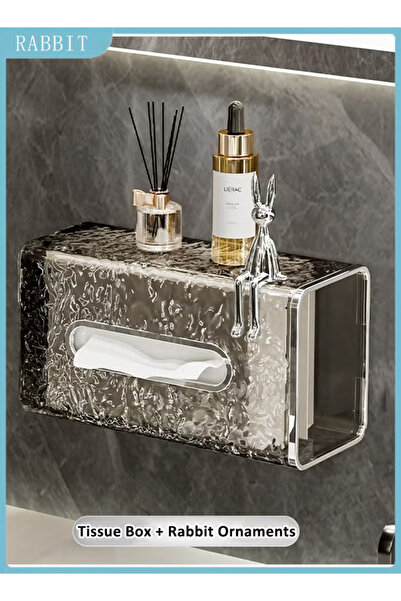 Generic صندوق مناديل حائطي بنمط جليدي، صندوق مناديل بلاستيكي بدون حفر، سعة كبيرة