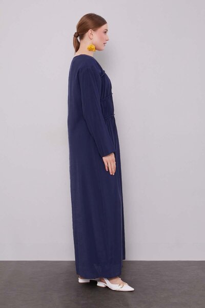 Levidor Το Navy Blue Gather Λεπτομερές Φόρεμα