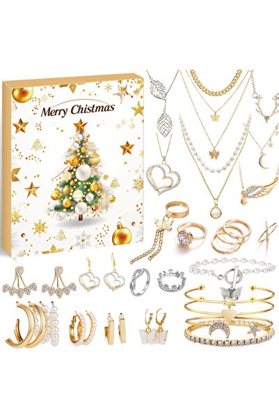 NO BRAND Christmas advent calendar blind box containing earrings necklaces su...