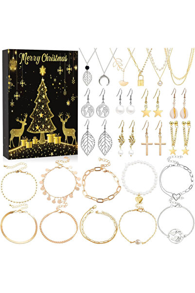 NO BRAND Christmas advent calendar blind box containing earrings necklaces su...