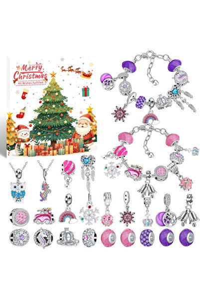 NO BRAND صندوق تقويم مجيء عيد الميلاد المجيد يحتوي على أقراط وقلادات وصندوق ه...