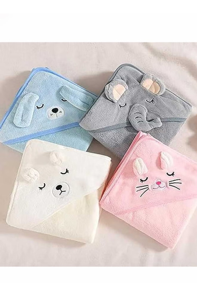 Generic Ultra Soft Hooded And Highly Absorbent Bathrobe Blanket Baby Bath Towel Grey 80 x 80 Cm