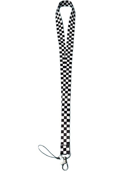 Generic حبل تعليق بنقشة رقعة شطرنج باللونين الأبيض والأسود، 45 سم
