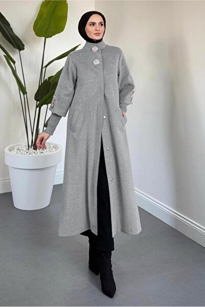 TRENDTESETTÜR Women's Gray Cashemere Coat t 4526