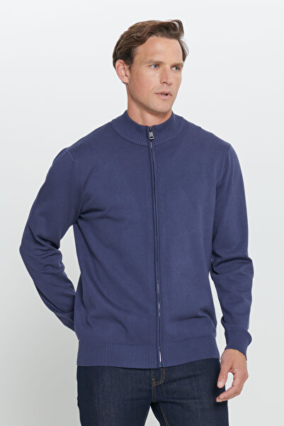 ALTINYILDIZ CLASSICS Indigo Standard Fit Normal Cut D ψηλός λαιμός Πλεκτό Ζακέτα