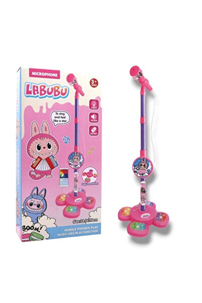Toybox ميكروفون قابل للتعديل للأطفال مع إضاءة وموسيقى ومشغل MP3 متصل بالبلوتوث - Labubu