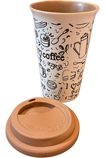 Generic Ceramic Coffee Mug with Trendy Graphics, Elegant Design, Beige