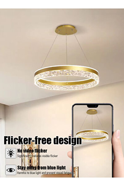 Generic Round chandelier for dining room, living room and bedroom - simple three-color chandelier