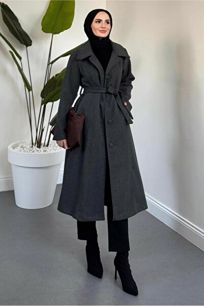 TRENDTESETTÜR ΓΥΝΑΙΚΕΙΟ ΠΑΛΤΟ ΜΕ ΖΩΝΗ ΓΚΡΙ (ΑΝΤΡΕΣΙΤΙΚΟ) T 6326