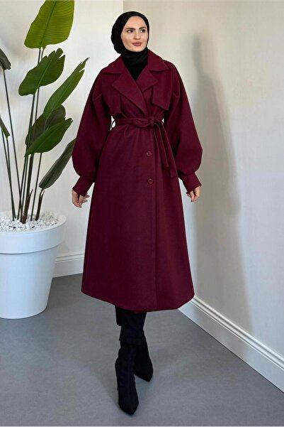 TRENDTESETTÜR ΓΥΝΑΙΚΕΙΟ ΠΑΛΤΟ ΚΑΤΑΚΟΡΥΦΑΣ ΜΕ ΖΩΝΗ ΜΠΟΡΔΟ T 3526