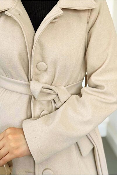 TRENDTESETTÜR ΓΥΝΑΙΚΕΙΟ ΜΠΕΖ (ΠΕΤΡΙΝΟ) ΠΑΛΤΟ ΜΕ ΖΩΝΗ T 6326