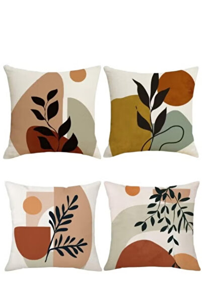 Generic 4-piece square Bohemian style sofa pillow covers, Bohemian leaf pattern cushion covers