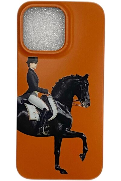 Generic جراب هاتف كلاسيكي للفروسية، برتقالي وأسود (متوافق مع iPhone 14 Pro / 15 Pro)