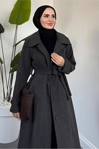 TRENDTESETTÜR ΓΥΝΑΙΚΕΙΟ ΠΑΛΤΟ ΜΕ ΖΩΝΗ ΓΚΡΙ (ΑΝΤΡΕΣΙΤΙΚΟ) T 6326