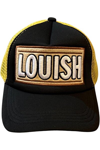 Generic Mesh Baseball Cap 'LOUISH' - Black & Yellow, One Size