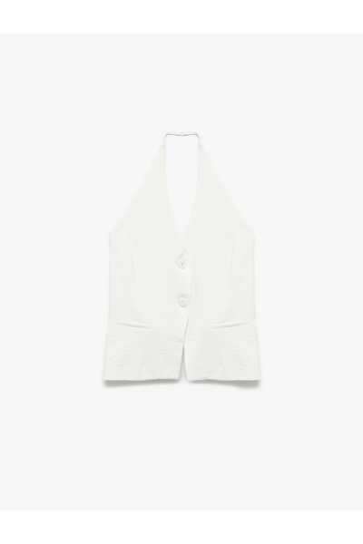 Koton Γιλέκο με λαιμόκοψη και λεπτομέρεια πλάτης με δεμένο λουράκι