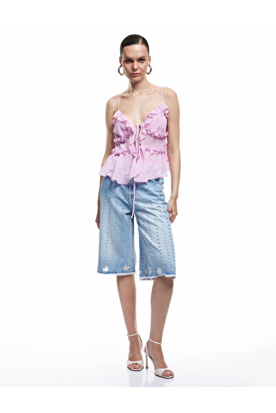 Koton Τζιν σορτς βερμούδα με τσέπες με κουμπιά και τροκάρισμα