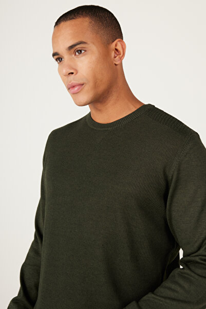 ALTINYILDIZ CLASSICS Трикотажний светр Yunlu Standard Fit Regular Fit з капюшоном з горловиною хакі