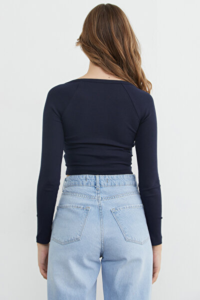 Fulla Moda Μπλούζα με μακρύ μανίκι με λαιμόκοψη σε σχήμα V