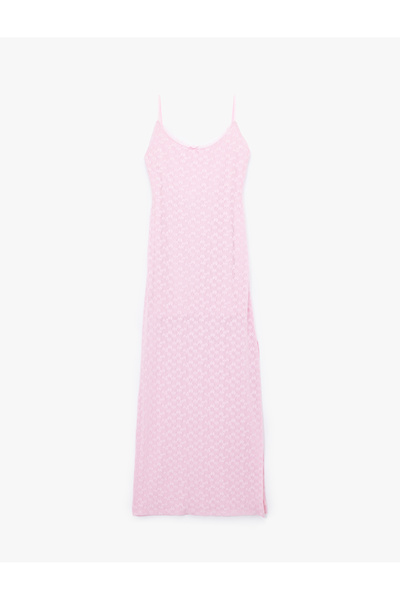 Koton Slim Fit Lined Slit Detailed Thin Strap Lace Dress