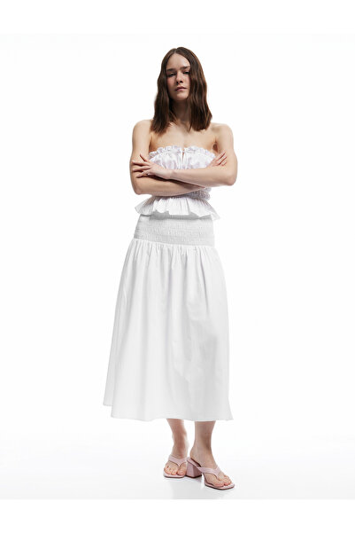 Koton Cotton Gipeli Poplin Flared Long Skirt