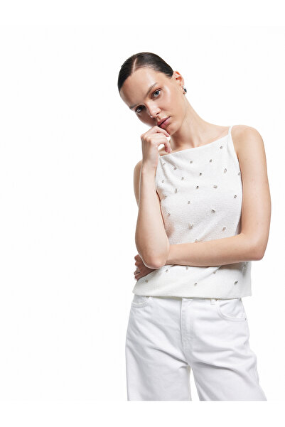 Koton Μπλούζα με λεπτές τιράντες και ανοιχτή πλάτη με πέτρες