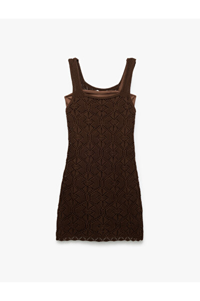 Koton Jacquard Crew Neck Sleeveless Mini Slim Dress