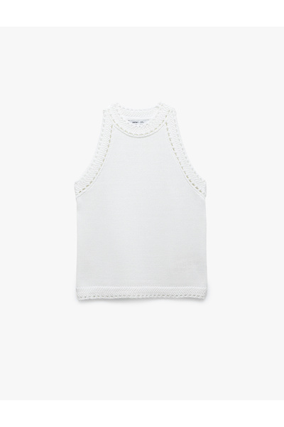 Koton Tricou cu croșetat cu guler halter tricotaj cu aspect dantelat cu croșetat, cu croșetat