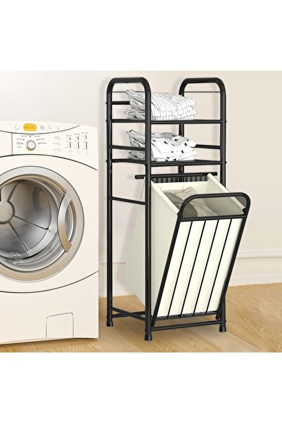 Generic Tilt Out Laundry Hamper with 2-Tier Shelves and Removable Liner Bag