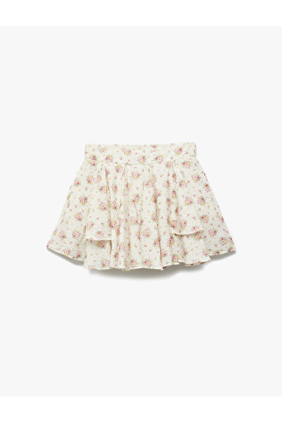 Koton Lined Aerobin Fabric Ruffled Mini Floral Skirt