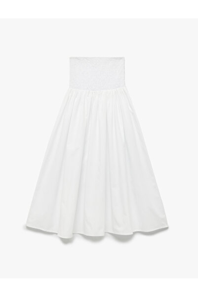 Koton Cotton Gipeli Poplin Flared Long Skirt