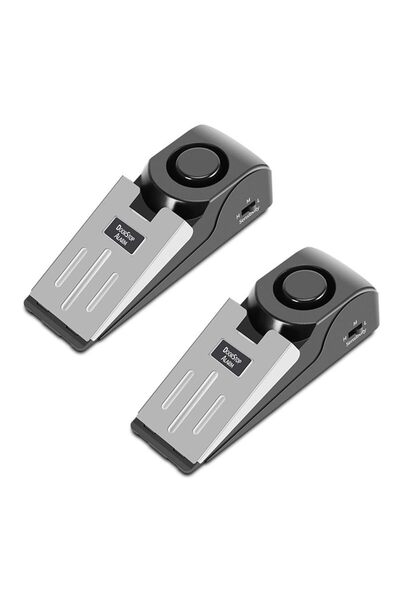 JZS 2-in-1 Black Door Stop Alarm 120DB Security (2 Pack)