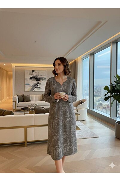 LİMİSSİ Women's 100% Cotton Modal Fabric High Quality Plus Size Home Dress