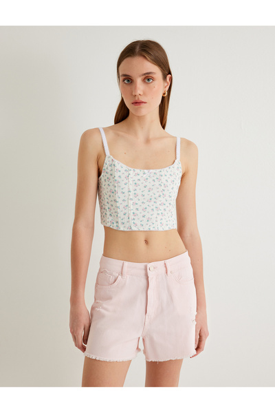Koton Floral Bustier Thin Straps