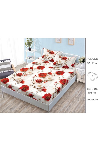 CHIRASO CHIRASO Fitted Sheet Set, Satin Cotton, 160x200 cm and 2 Pillowcases 52x80 cm