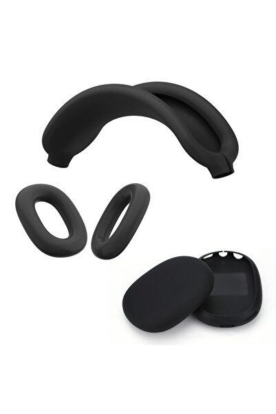 JZS غطاء سيليكون لسماعات AirPods Max واقي وسادة الأذن باللون الأسود