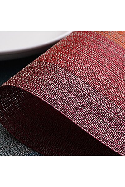 JZS Placemats Set of 6 Washable Vinyl PVC Weave for Dining Table Red