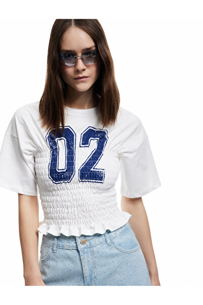 Koton Crew Neck Gipeli Slim Fit Printed Cotton Short Sleeve T-Shirt