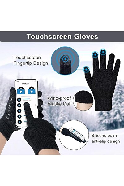 JZS Winter Beanie Hat Scarf Touchscreen Gloves Set 3-Piece for Men Women