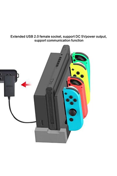 JZS Switch Controller Charging Dock for 4 JoyCons Black White