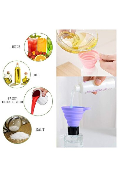FORHOUSE Set of 4 Folding Food-Grade Silicone Funnels, JENUOS® - Heat Resistant, Multicolor