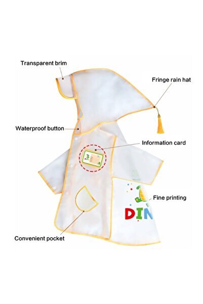 JZS Raincoat Poncho for Kids Waterproof Cartoon Transparent