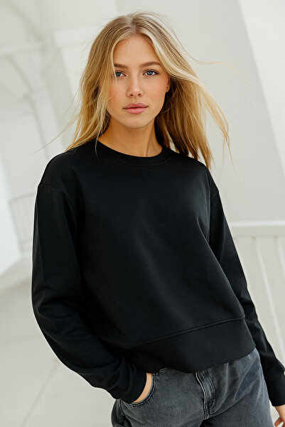 Rich Γυναικείο μπλουζάκι από μαύρο βαμβακερό interlock O oversized