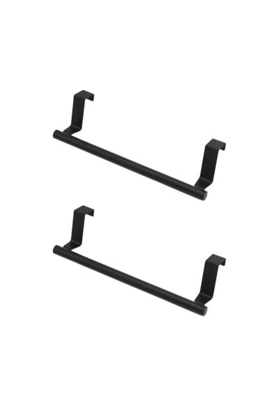 JZS حامل مناشف باب الخزانة، قطعتان من الفولاذ المقاوم للصدأ، رف فوق الباب، أسود