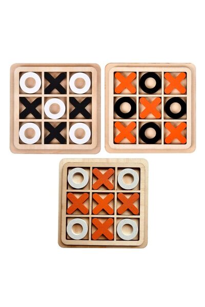 JZS لعبة تيك تاك تو الخشبية للأطفال - 3 قطع