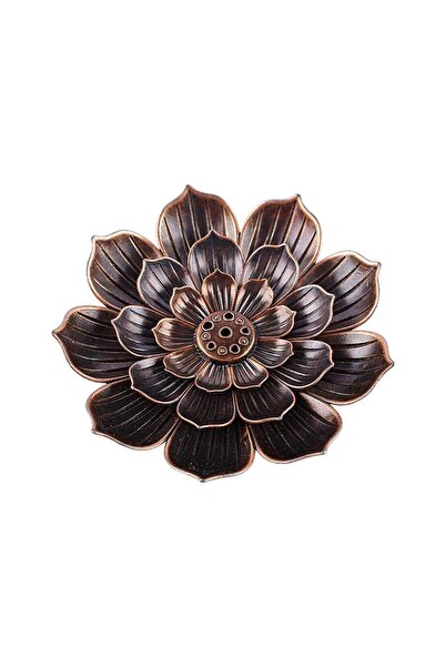 Bukela مبخرة 6 فتحات من النحاس الأصفر مع زهرة اللوتس البرونزية